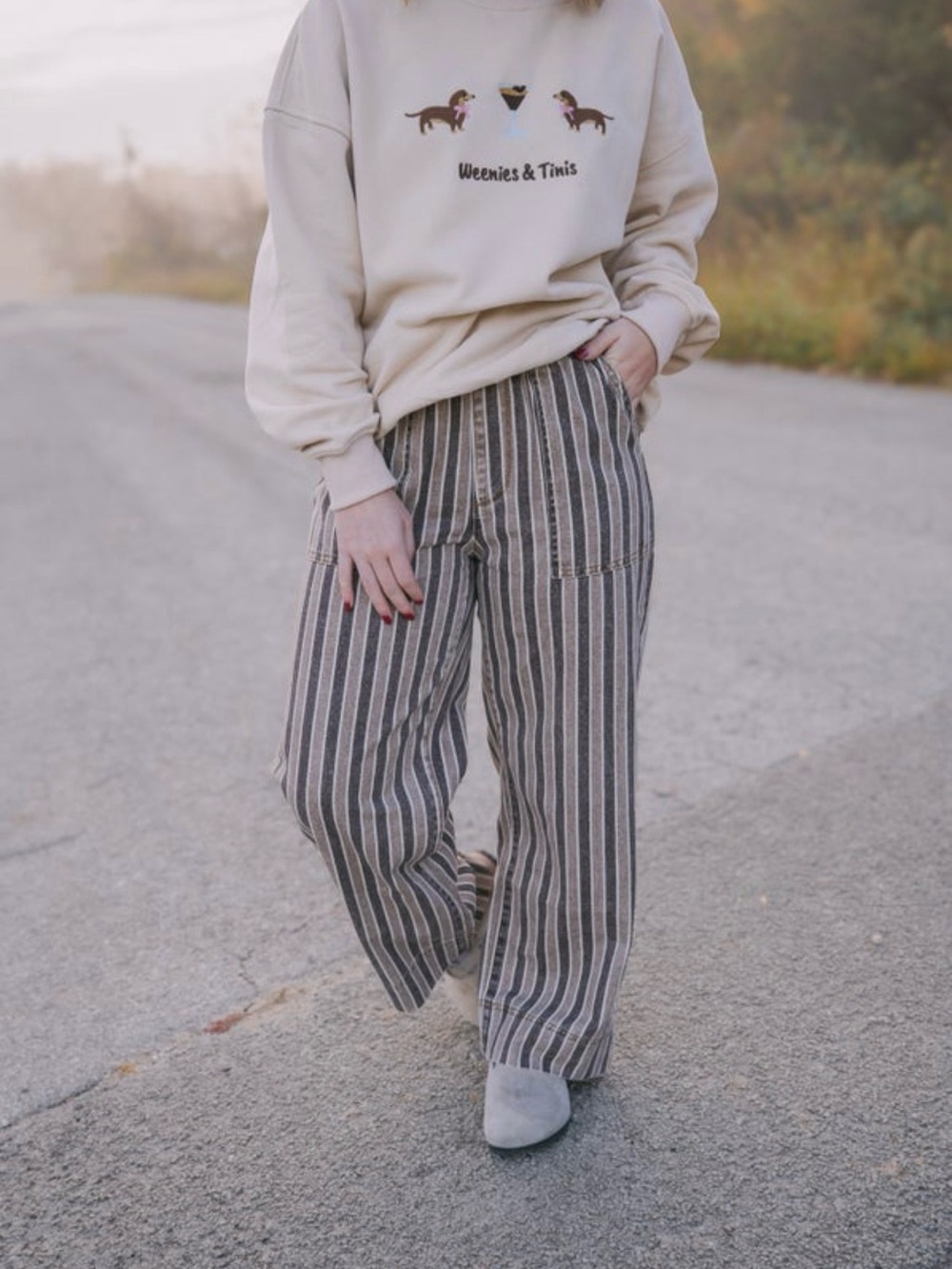 Howdy Hanny Brown & Cream Striped Boot Cut Pants - Picture 6 of 6